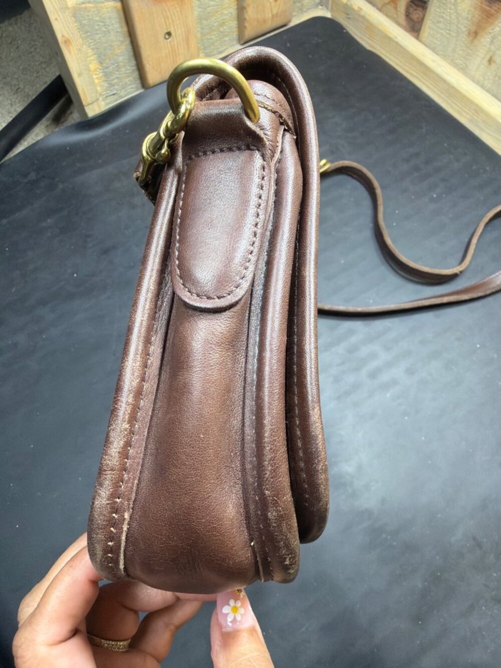 Authentic Vintage Coach Pocket Purse Brown Leather Crossbody Bag Women's Good - Picture 3 of 8